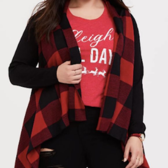 torrid Sweaters - 🎄Torrid Red Plaid Drape Cardigan🎄
